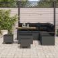 Preview: 8-teiliges Garten Sofa Set mit Kissen Schwarz Poly Rattan Akazie, 2-Sitzer Garten Sofa mit Kissen Schwarz Poly Rattan, 3-teiliges Garten Essset mit Kissen Schwarz Poly Rattan Akazie