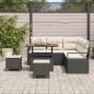 Preview: 8-teiliges Garten Sofa Set mit Kissen Schwarz Poly Rattan Akazie, 2-Sitzer Garten Sofa mit Kissen Schwarz Poly Rattan, 3-teiliges Garten Esstisch Set mit Kissen Schwarz Poly Rattan Akazie