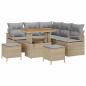 Preview: 8 Teiliges Garten Sofa Set mit Kissen Beige Poly Rattan Akazie, 2-Sitzer Garten Sofa mit Kissen Beige Poly Rattan, 3 Teiliges Garten Essset mit Kissen Beige Poly Rattan Akazie
