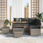 Preview: 8-teiliges Garten Sofa Set mit Kissen Grau Poly Rattan Akazie, 2-Sitzer Garten Sofa mit Kissen Grau Poly Rattan, 3-teiliges Garten Esstisch Set mit Kissen Grau Poly Rattan Akazie