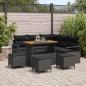 Preview: ARDEBO.de - 9-teiliges Garten-Sofa-Set mit Kissen Schwarz Poly Rattan Akazie, 2-Sitzer Garten-Sofa mit Kissen Schwarz Poly Rattan, 4-teiliges Garten-Dining-Set mit Kissen Schwarz Poly Rattan Akazie