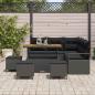 Preview: 9-teiliges Garten-Sofa-Set mit Kissen Schwarz Poly Rattan Akazie, 2-Sitzer Garten-Sofa mit Kissen Schwarz Poly Rattan, 4-teiliges Garten-Dining-Set mit Kissen Schwarz Poly Rattan Akazie