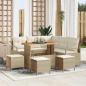 Preview: ARDEBO.de - 9-teiliges Garten Sofa Set mit Kissen Beige Poly Rattan Akazie, 2-Sitzer Garten Sofa mit Kissen Beige Poly Rattan, 4-teiliges Garten Essset mit Kissen Beige Poly Rattan Akazie