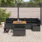 Preview: 9-teiliges Garten Sofa Set mit Kissen Schwarz Poly Rattan Akazie, 2-Sitzer Garten Sofa mit Kissen Schwarz Poly Rattan, 3-teiliges Garten Esstisch Set mit Kissen Schwarz Poly Rattan Akazie