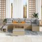 Preview: ARDEBO.de - 9-teiliges Garten Sofa Set mit Kissen Beige Poly Rattan Akazie, 2-Sitzer Garten Sofa mit Kissen Beige Poly Rattan, 3-teiliges Garten Essset mit Kissen Beige Poly Rattan Akazie