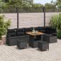 Preview: ARDEBO.de - Garten-Sofa-Set 9 Stk. Schwarz Poly Rattan
