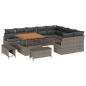 Preview: 12-teiliges Garten-Sofa-Set mit Kissen Grau Poly-Rattan Akazie, 3-teiliges Garten-Ess-Set mit Kissen Grau Poly-Rattan Akazie, 2-Sitzer Garten-Sofa mit Kissen Grau Poly-Rattan
