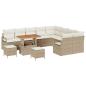 Preview: 12-teiliges Garten-Sofa-Set mit Kissen Beige Poly Rattan Akazie, 3-teiliges Garten-Ess-Set mit Kissen Beige Poly Rattan Akazie, 2-Sitzer Garten Sofa mit Kissen Beige Poly Rattan
