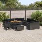 Preview: 13-teiliges Garten Sofa Set mit Kissen Schwarz Poly-Rattan Akazie, 2-Sitzer Garten Sofa mit Kissen Schwarz Poly-Rattan, 3-teiliges Garten Essset mit Kissen Schwarz Poly-Rattan Akazie