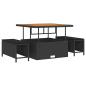 Preview: 13-teiliges Garten Sofa Set mit Kissen Schwarz Poly-Rattan Akazie, 2-Sitzer Garten Sofa mit Kissen Schwarz Poly-Rattan, 3-teiliges Garten Essset mit Kissen Schwarz Poly-Rattan Akazie
