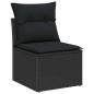 Preview: 13-teiliges Garten Sofa Set mit Kissen Schwarz Poly-Rattan Akazie, 2-Sitzer Garten Sofa mit Kissen Schwarz Poly-Rattan, 3-teiliges Garten Essset mit Kissen Schwarz Poly-Rattan Akazie