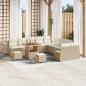 Preview: ARDEBO.de - 13-teiliges Garten Sofa Set mit Kissen Beige Poly Rattan Akazie, 2-Sitzer Garten Sofa mit Kissen Beige Poly Rattan, 3-teiliges Garten Essset mit Kissen Beige Poly Rattan Akazie