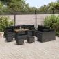 Preview: 14-teiliges Garten Sofa Set mit Kissen Schwarz Poly Rattan Akazie, 2-Sitzer Garten Sofa mit Kissen Schwarz Poly Rattan, 4-teiliges Garten Essensset mit Kissen Schwarz Poly Rattan Akazie