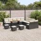 Preview: 14-Teiliges Garten Sofa Set mit Kissen Schwarz Poly Rattan Akazie, 2-Sitzer Garten Sofa mit Kissen Schwarz Poly Rattan, 4-teiliges Garten Essset mit Kissen Schwarz Poly Rattan Akazie