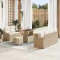 Preview: ARDEBO.de - 8-teiliges Garten-Sofa-Set mit Kissen Beige Poly-Rattan Akazie, 2-Sitzer Garten-Sofa mit Kissen Beige Poly-Rattan, 3-teiliges Garten-Essset mit Kissen Beige Poly-Rattan Akazie