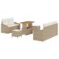 Preview: 8-teiliges Garten-Sofa-Set mit Kissen Beige Poly-Rattan Akazie, 2-Sitzer Garten-Sofa mit Kissen Beige Poly-Rattan, 3-teiliges Garten-Essset mit Kissen Beige Poly-Rattan Akazie