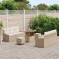 Preview: 9-teiliges Garten-Sofa-Set mit Kissen Beige Poly Rattan Akazie, 2-Sitzer Garten-Sofa mit Kissen Beige Poly Rattan, 3-teiliges Garten-Dining-Set mit Kissen Beige Poly Rattan Akazie