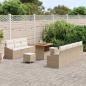 Preview: 10-teiliges Garten-Sofa-Set mit Kissen Beige Poly Rattan Akazie, 2-Sitzer Garten-Sofa mit Kissen Beige Poly Rattan, 3-teiliges Garten-Ess-Set mit Kissen Beige Poly Rattan Akazie