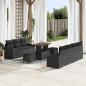 Preview: ARDEBO.de - 10-teiliges Garten Sofa Set mit Kissen Schwarz Poly Rattan Akazie, 2-Sitzer Garten Sofa mit Kissen Schwarz Poly Rattan, 3-teiliges Garten Ess-Set mit Kissen Schwarz Poly Rattan Akazie