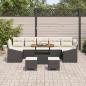 Preview: 10-teiliges Garten-Sofaset mit Kissen Schwarz Poly-Rattan Akazie, 2-Sitzer Garten-Sofa mit Kissen Schwarz Poly-Rattan, 3-teiliges Garten-Dining-Set mit Kissen Schwarz Poly-Rattan Akazie