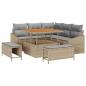 Preview: 8-teiliges Garten Sofa Set mit Kissen Beige Poly Rattan Akazie, 2-Sitzer Garten Sofa mit Kissen Beige Poly Rattan, 3-teiliges Garten Esstisch Set mit Kissen Beige Poly Rattan Akazie
