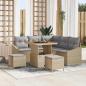 Preview: ARDEBO.de - 8-teiliges Garten-Sofa-Set mit Kissen Beige Poly Rattan Akazie, 2-Sitzer Garten-Sofa mit Kissen Beige Poly Rattan, 3-teiliges Garten-Ess-Set mit Kissen Beige Poly Rattan Akazie