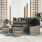 Preview: 8-teiliges Garten Sofa Set mit Kissen Grau Poly Rattan Akazie, 2-Sitzer Garten Sofa mit Kissen Grau Poly Rattan, 3-teiliges Garten Essset mit Kissen Grau Poly Rattan Akazie