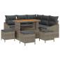 Preview: 9-teiliges Garten-Sofa-Set mit Kissen Grau Poly-Rattan Akazie, 2-Sitzer Garten-Sofa mit Kissen Grau Poly-Rattan, 4-teiliges Garten-Esszimmer-Set mit Kissen Grau Poly-Rattan Akazie