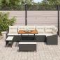 Preview: 9-teiliges Garten-Sofa-Set mit Kissen Schwarz Poly Rattan Akazie, 2-Sitzer Garten-Sofa mit Kissen Schwarz Poly Rattan, 3-teiliges Garten-Dining-Set mit Kissen Schwarz Poly Rattan Akazie