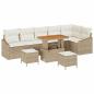 Preview: 9-teiliges Garten Sofa Set mit Kissen Beige Poly Rattan Akazie, 2-Sitzer Garten Sofa mit Kissen Beige Poly Rattan, 3-teiliges Garten Essset mit Kissen Beige Poly Rattan Akazie