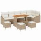 Preview: 10-teiliges Garten-Sofa-Set mit Kissen Beige Poly-Rattan Akazie, 2-Sitzer Garten-Sofa mit Kissen Beige Poly-Rattan, 4-teiliges Garten-Ess-Set mit Kissen Beige Poly-Rattan Akazie