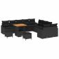 Preview: 13-teiliges Garten-Sofa-Set mit Kissen Schwarz Poly-Rattan Akazie, 2-Sitzer Garten-Sofa mit Kissen Schwarz Poly-Rattan, 3-teiliges Garten-Ess-Set mit Kissen Schwarz Poly-Rattan Akazie