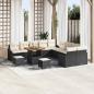 Preview: ARDEBO.de - 13-teiliges Garten-Sofa-Set mit Kissen Schwarz Poly-Rattan Akazie, 2-Sitzer-Garten-Sofa mit Kissen Schwarz Poly-Rattan, 3-teiliges Garten-Ess-Set mit Kissen Schwarz Poly-Rattan Akazie