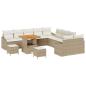 Preview: 13-teiliges Garten Sofa Set mit Kissen Beige Poly Rattan Akazie, 2-Sitzer Garten Sofa mit Kissen Beige Poly Rattan, 3-teiliges Garten Esstisch Set mit Kissen Beige Poly Rattan Akazie