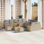 Preview: ARDEBO.de - 13-teiliges Garten Sofa Set mit Kissen Beige Poly Rattan Akazie, 2-Sitzer Garten Sofa mit Kissen Beige Poly Rattan, 3-teiliges Garten Ess-Set mit Kissen Beige Poly Rattan Akazie