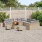 Preview: 13-teiliges Garten Sofa Set mit Kissen Beige Poly Rattan Akazie, 2-Sitzer Garten Sofa mit Kissen Beige Poly Rattan, 3-teiliges Garten Ess-Set mit Kissen Beige Poly Rattan Akazie