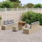 Preview: 9-teiliges Garten Sofa Set mit Kissen Beige Poly Rattan Akazie, 2-Sitzer Garten Sofa mit Kissen Beige Poly Rattan, 3-teiliges Garten Esszimmerset mit Kissen Beige Poly Rattan Akazie