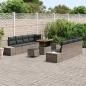 Preview: 11-teiliges Garten Sofa Set mit Kissen Grau Poly Rattan Akazie, 2-Sitzer Garten Sofa mit Kissen Grau Poly Rattan, 3-teiliges Garten Ess-Set mit Kissen Grau Poly Rattan Akazie