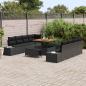 Preview: 11-teilige Garten Sofa Gruppe mit Kissen Schwarz Poly Rattan Akazie, 2-Sitzer Garten Sofa mit Kissen Schwarz Poly Rattan, 3-teilige Garten Esstischgruppe mit Kissen Schwarz Poly Rattan Akazie