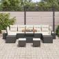 Preview: 10-teiliges Garten-Sofa-Set mit Kissen Schwarz Poly-Rattan Akazie, 2-Sitzer Garten-Sofa mit Kissen Schwarz Poly-Rattan, 3-teiliges Garten-Ess-Set mit Kissen Schwarz Poly-Rattan Akazie