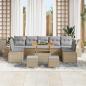Preview: ARDEBO.de - 10-teiliges Garten-Sofa-Set mit Kissen Beige Poly-Rattan Akazie, 2-Sitzer-Garten-Sofa mit Kissen Beige Poly-Rattan, 3-teiliges Garten-Ess-Set mit Kissen Beige Poly-Rattan Akazie