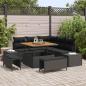 Preview: ARDEBO.de - 8-teiliges Garten Sofa Set mit Kissen Schwarz Poly Rattan Akazie, 2-Sitzer Garten Sofa mit Kissen Schwarz Poly Rattan, 3-teiliges Garten Esstisch Set mit Kissen Schwarz Poly Rattan Akazie