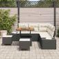 Preview: 8-teiliges Garten-Sofa-Set mit Kissen Schwarz Poly Rattan Akazie, 2-Sitzer Garten-Sofa mit Kissen Schwarz Poly Rattan, 3-teilige Garten-Essgruppe mit Kissen Schwarz Poly Rattan Akazie