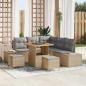 Preview: ARDEBO.de - 8-teiliges Garten Sofa Set mit Kissen Beige Poly Rattan Akazie, 2-Sitzer Garten Sofa mit Kissen Beige Poly Rattan, 3-teiliges Garten Esstischset mit Kissen Beige Poly Rattan Akazie