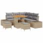 Preview: 8-teiliges Garten Sofa Set mit Kissen Beige Poly Rattan Akazie, 2-Sitzer Garten Sofa mit Kissen Beige Poly Rattan, 3-teiliges Garten Esstischset mit Kissen Beige Poly Rattan Akazie