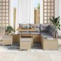 Preview: 8-teiliges Garten Sofa Set mit Kissen Beige Poly Rattan Akazie, 2-Sitzer Garten Sofa mit Kissen Beige Poly Rattan, 3-teiliges Garten Esstischset mit Kissen Beige Poly Rattan Akazie
