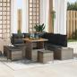Preview: ARDEBO.de - 8-teiliges Garten Sofa Set mit Kissen Grau Poly Rattan Akazie, 2-Sitzer Garten Sofa mit Kissen Grau Poly Rattan, 3-teiliges Garten Essset mit Kissen Grau Poly Rattan Akazie