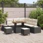 Preview: ARDEBO.de - 8-teiliges Garten Sofa Set mit Kissen Schwarz Poly Rattan Akazie, 2-Sitzer Garten Sofa mit Kissen Schwarz Poly Rattan, 3-teiliges Garten Essenset mit Kissen Schwarz Poly Rattan Akazie