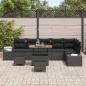 Preview: 9-teiliges Garten-Sofa-Set mit Kissen Schwarz Poly-Rattan Akazie, 2-Sitzer Garten-Sofa mit Kissen Schwarz Poly-Rattan, 3-teiliges Garten-Ess-Set mit Kissen Schwarz Poly-Rattan Akazie