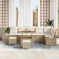 Preview: 9-teiliges Garten Sofa Set mit Kissen Beige Poly Rattan Akazie, 2-Sitzer Garten Sofa mit Kissen Beige Poly Rattan, 3-teiliges Garten Essset mit Kissen Beige Poly Rattan Akazie